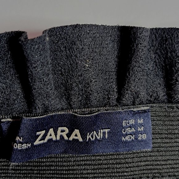 ZARA FAUX LEATHER PAPERBAG waist skirt Sz MEDIUM CASUAL CHIC LAGENLOOK ACADEMIA - Picture 6 of 9